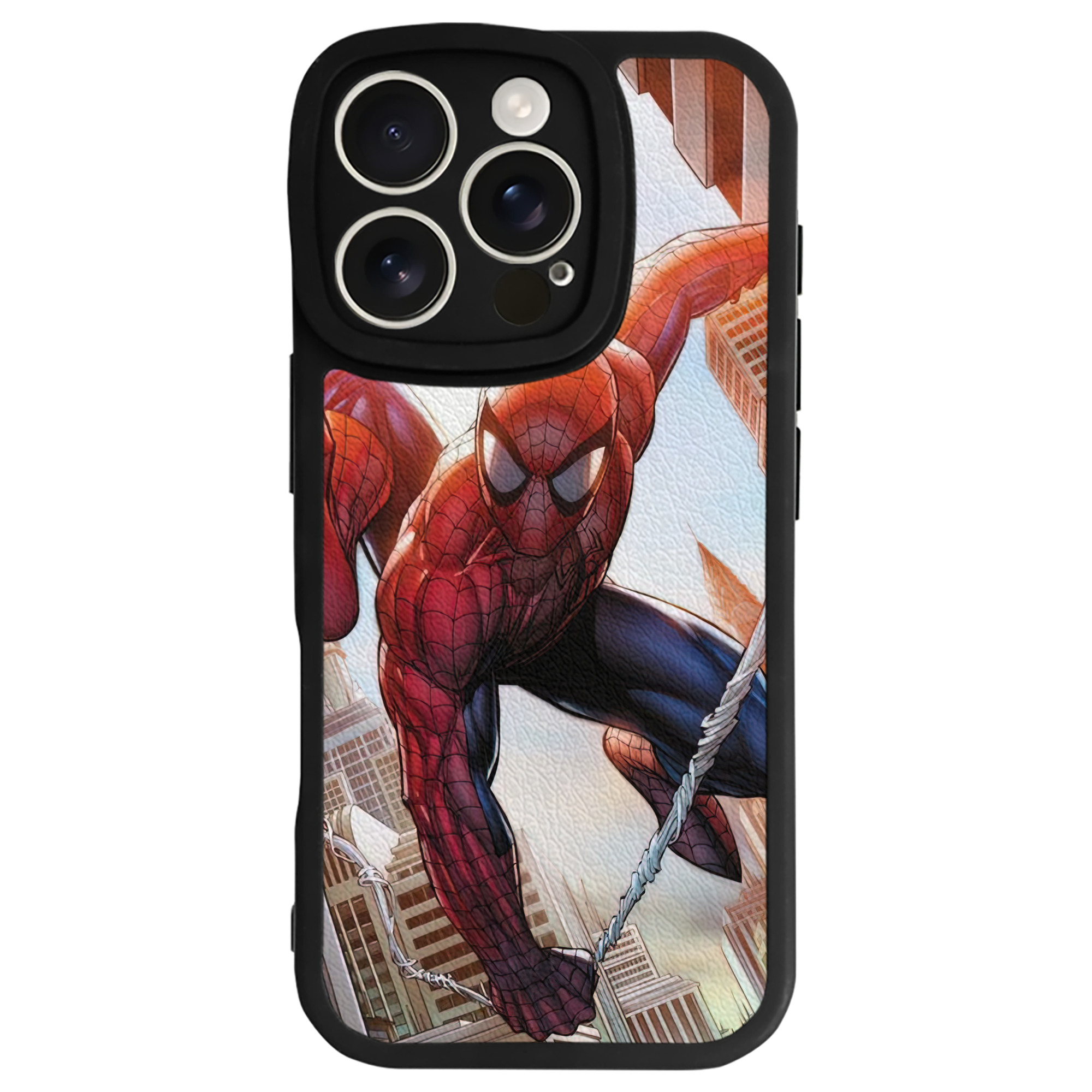 （画像用） Spider Man スパイダーマン 【iPhone 16シリーズ対応】シリコンスマホケース（レザー調） 材質：シリコン